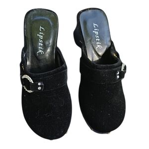Lipstik By Madonna Black Corduroy Vintage Clogs Girl Size 12.5/ EU 30 New In Box